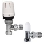 Gold Contract 15 mm Angled Chrome/White TRV & Lockshield Twin Pack