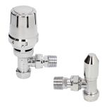 Gold Contract 15 mm Angled Full Chrome TRV & Lockshield Twin Pack